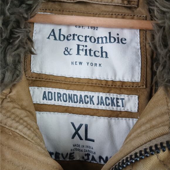 Abercrombie & Fitch SZ XL VTG Adirondack Jacket Faux Fur Lined Distressed Y2K - Picture 7 of 7